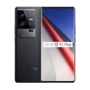 Front and back of iqoo 11 pro phone in black