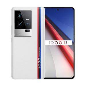 Front and back of iqoo 11 phone in white