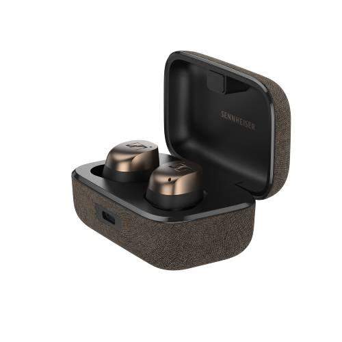 Sennheiser Momentum True Wireless 4 earphones in black and gold